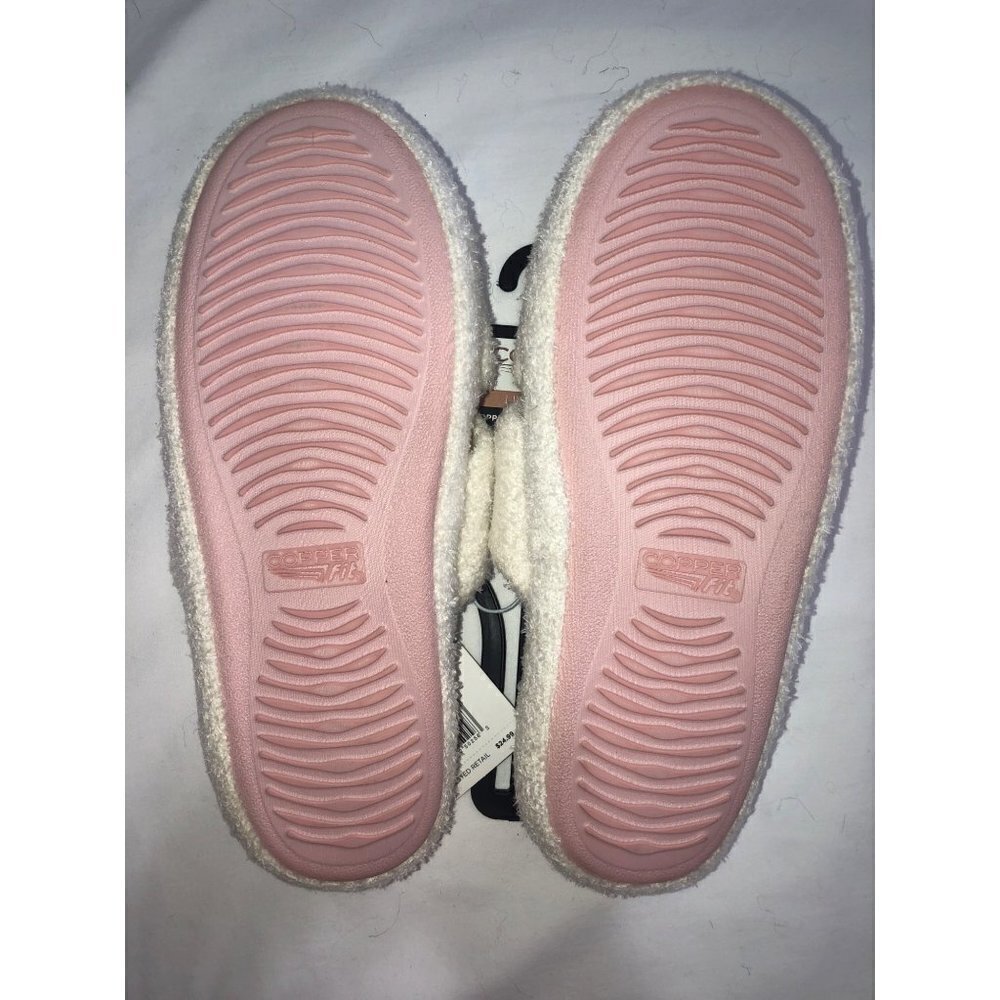 Copper Fit Womens Slippers Size L 10-11 Slip On Off White Extra Cushion NEW - Picture 4 of 5